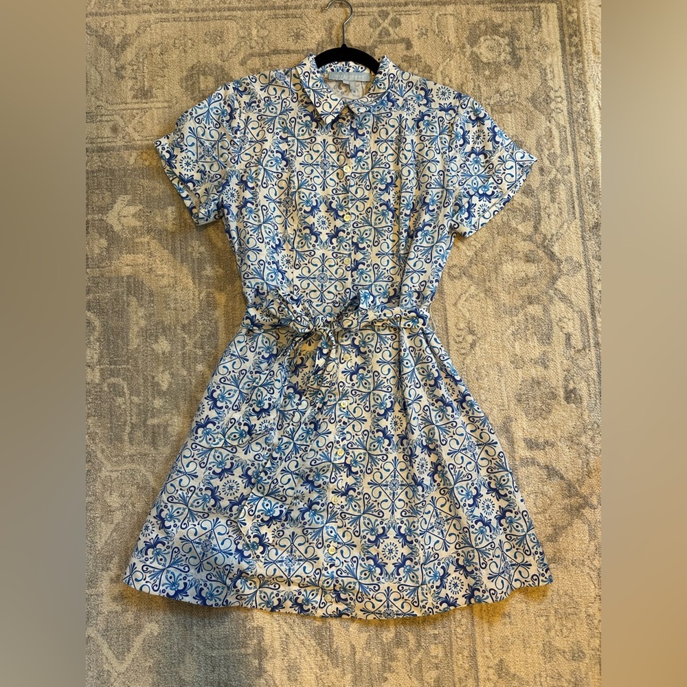 Hill House Blue and White Patterned Mini Dress